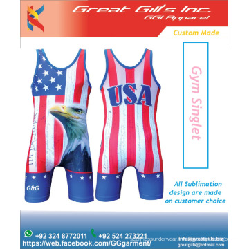 Logo imprimé Différentes couleurs et singulet pour maillot de sublimation drapeau USA / USA Flag